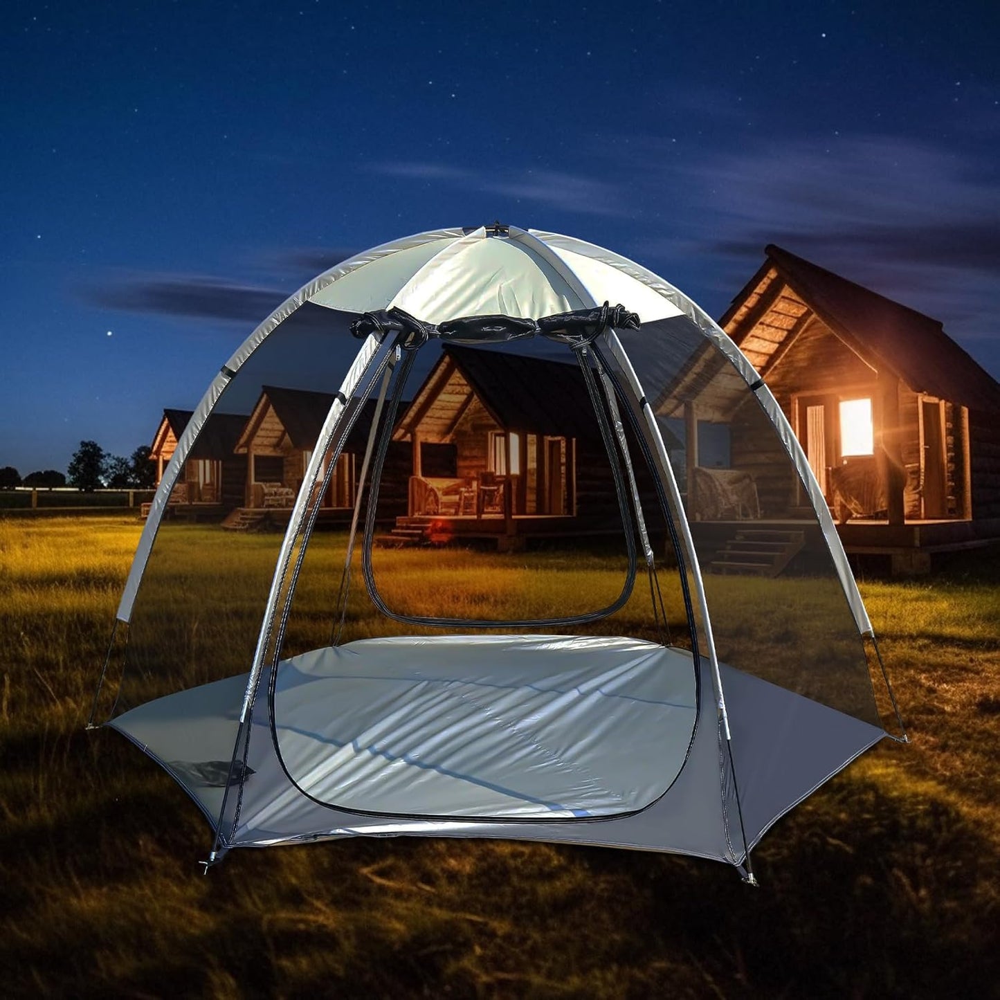 540-Degree Panoramic Pop-Up Gazebo – Transparent Outdoor Camping Screen House & Tent